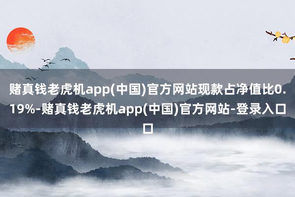 赌真钱老虎机app(中国)官方网站现款占净值比0.19%-赌真钱老虎机app(中国)官方网站-登录入口