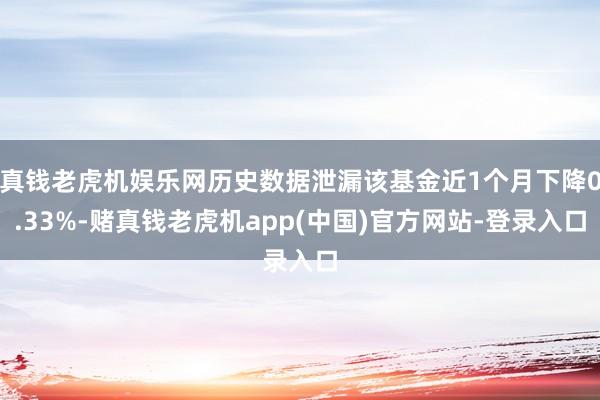 真钱老虎机娱乐网历史数据泄漏该基金近1个月下降0.33%-赌真钱老虎机app(中国)官方网站-登录入口